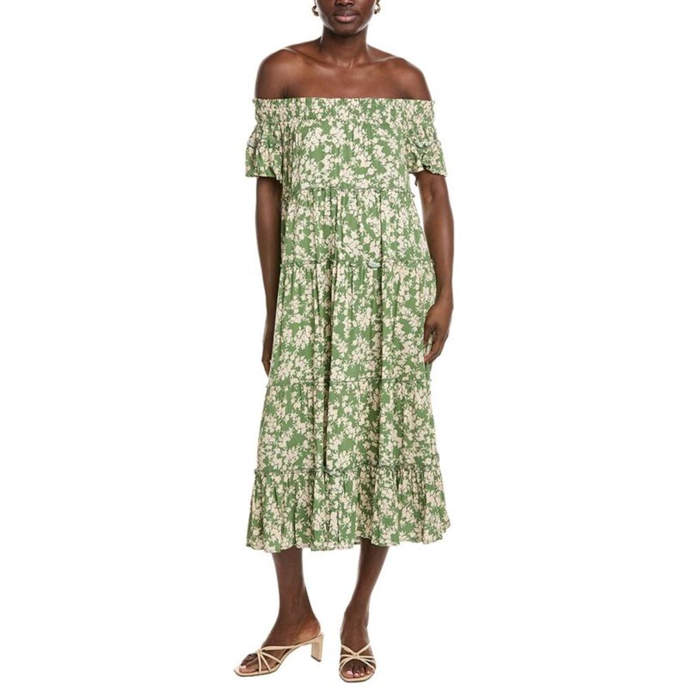 Marion Womens  Printed Floral Midi Dress, Green